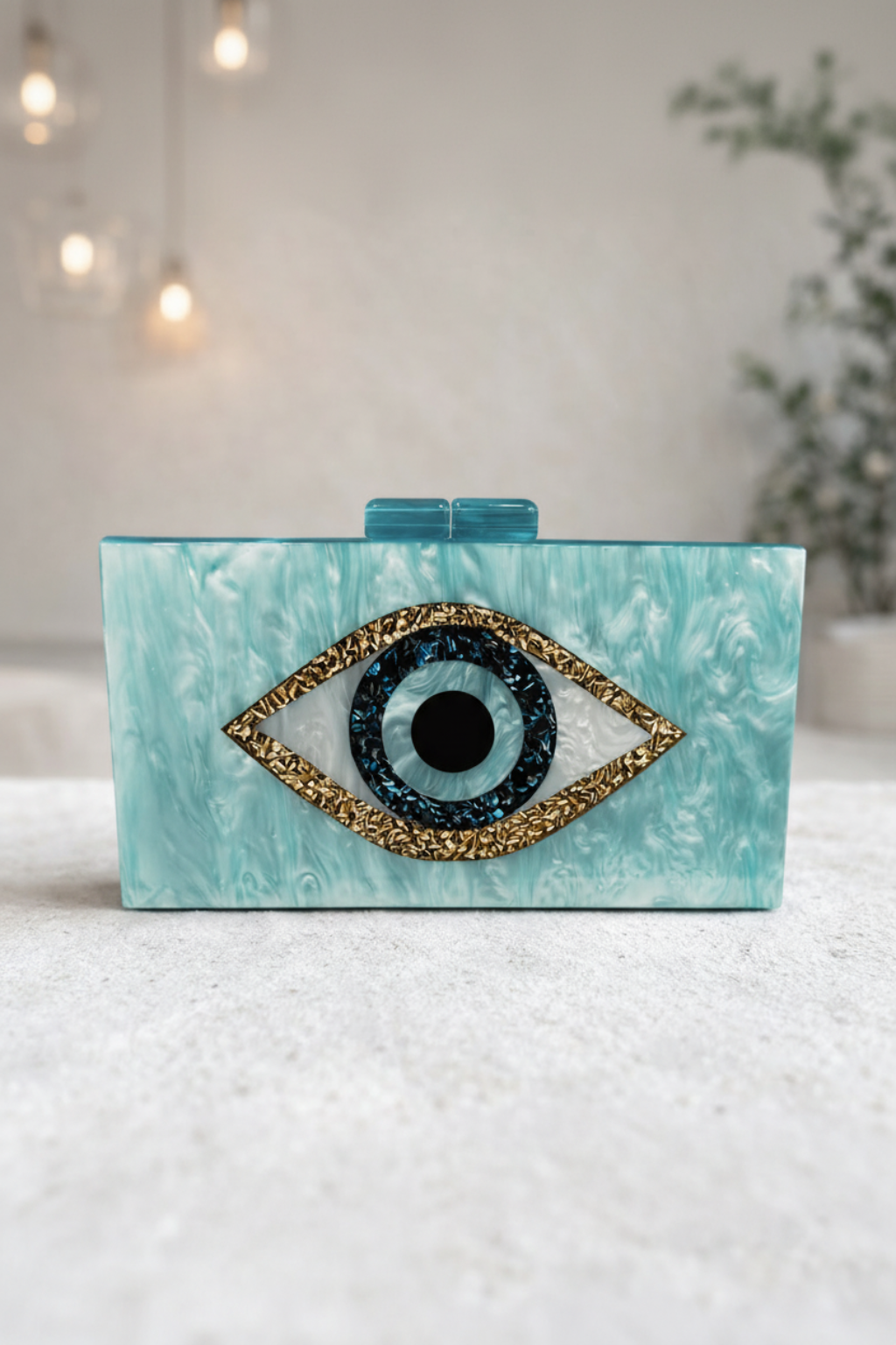 Aqua Evil Eye Clutch | RIDGEWOOD, NJ | MOONFLOWER BOUTIQUE