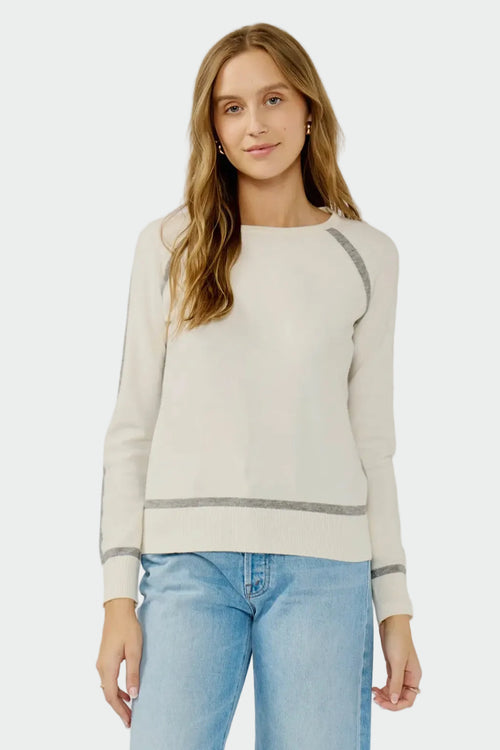 Black Contrast Crew Neck Pullover Sweater | RIDGEWOOD, NJ | MOONFLOWER BOUTIQUE