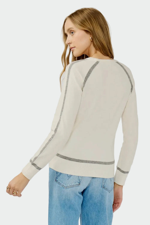 Black Contrast Crew Neck Pull Over Sweater | RIDGEWOOD, NJ | MOONFLOWER BOUTIQUE