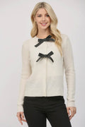 Bow Trimmed Round Neck Cardigan | RIDGEWOOD, NJ | MOONFLOWER BOUTIQUE