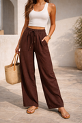 Brown Drawstring Pants | RIDGEWOOD, NJ | MOONFLOWER BOUTIQUE