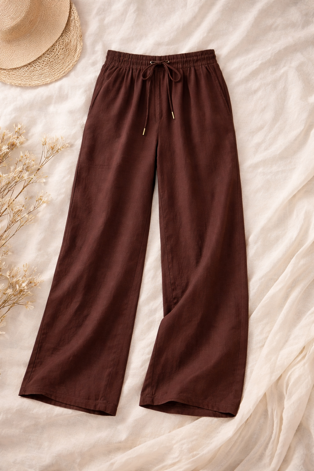 Brown Drawstring Pants | RIDGEWOOD, NJ | MOONFLOWER BOUTIQUE