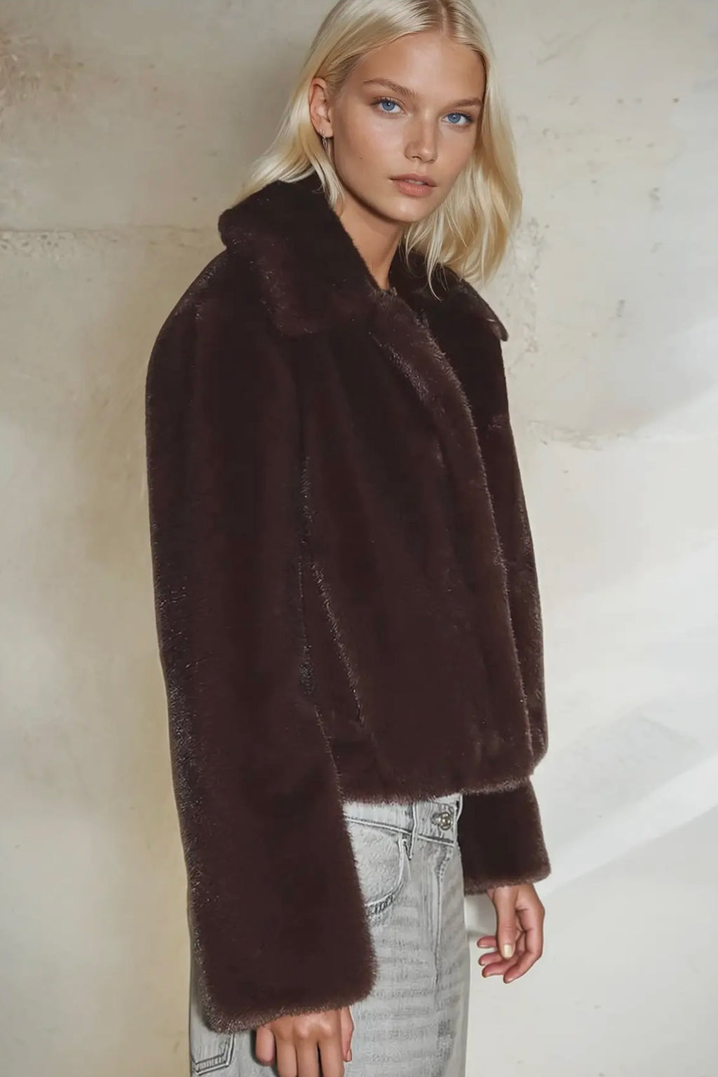 Brown Faux Fur Jacket | RIDGEWOOD, NJ | MOONFLOWER BOUTIQUE