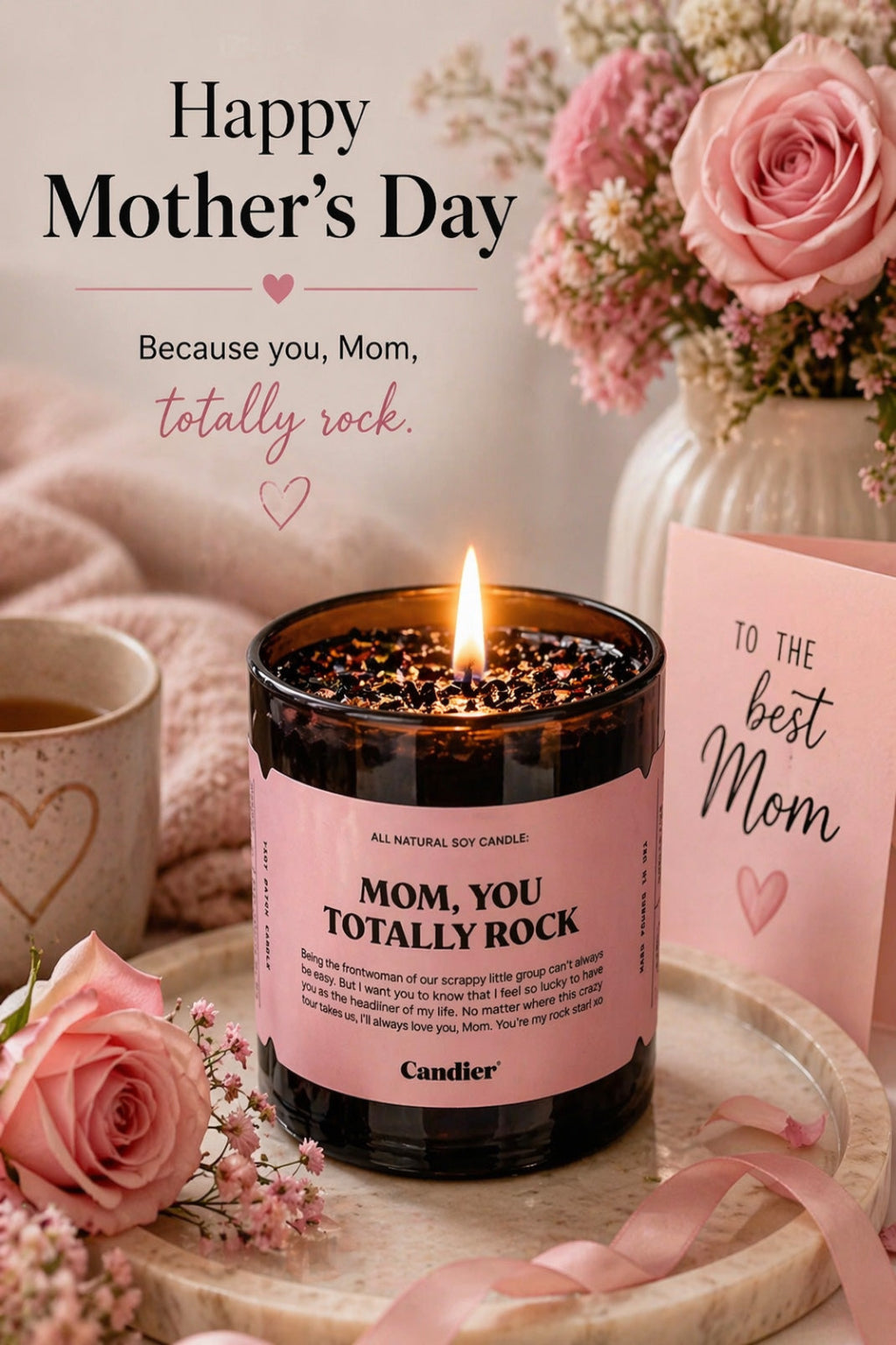 MOM ROCKS CANDLE