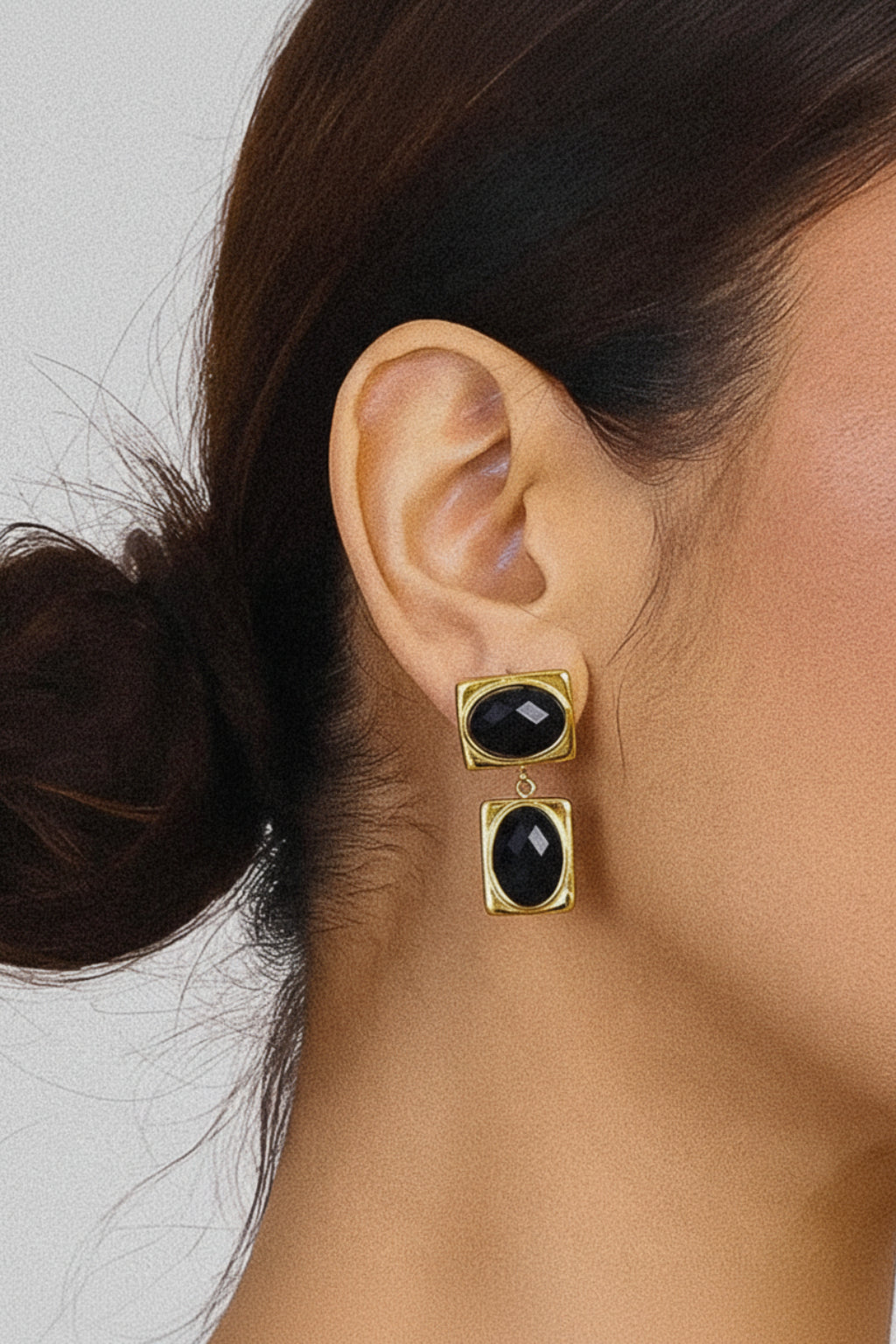 Chance 18K Gold Plated Black Stone Earrings | RIDGEWOOD, NJ | MOONFLOWER BOUTIQUE