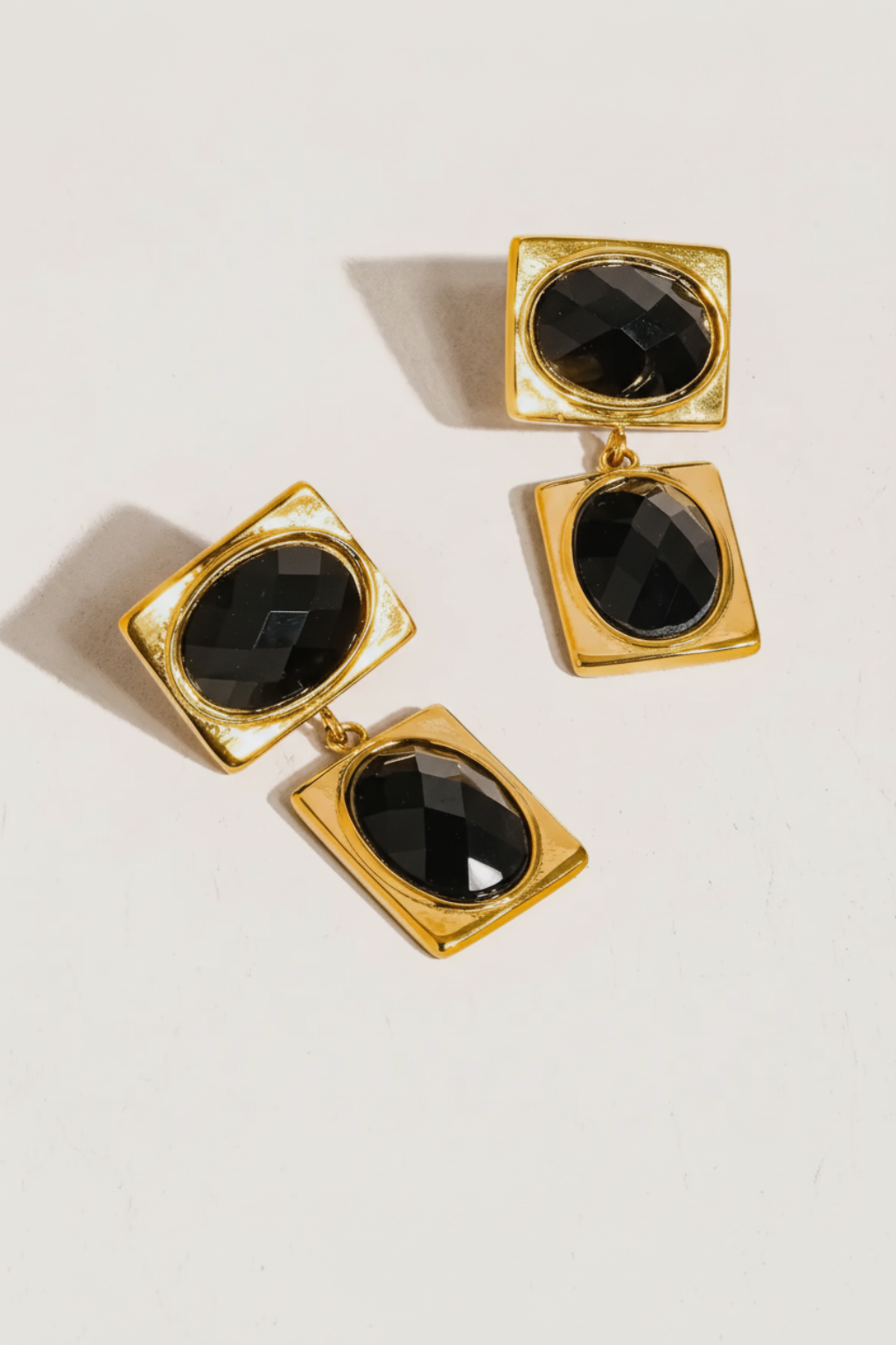 Chance 18K Gold Plated Black Stone Earrings | RIDGEWOOD, NJ | MOONFLOWER BOUTIQUE