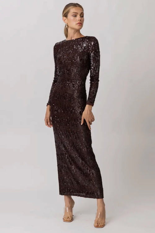 Chelsea Long Sleeve Sequins Dress | RIDGEWOOD, NJ | MOONFLOWER BOUTIQUE
