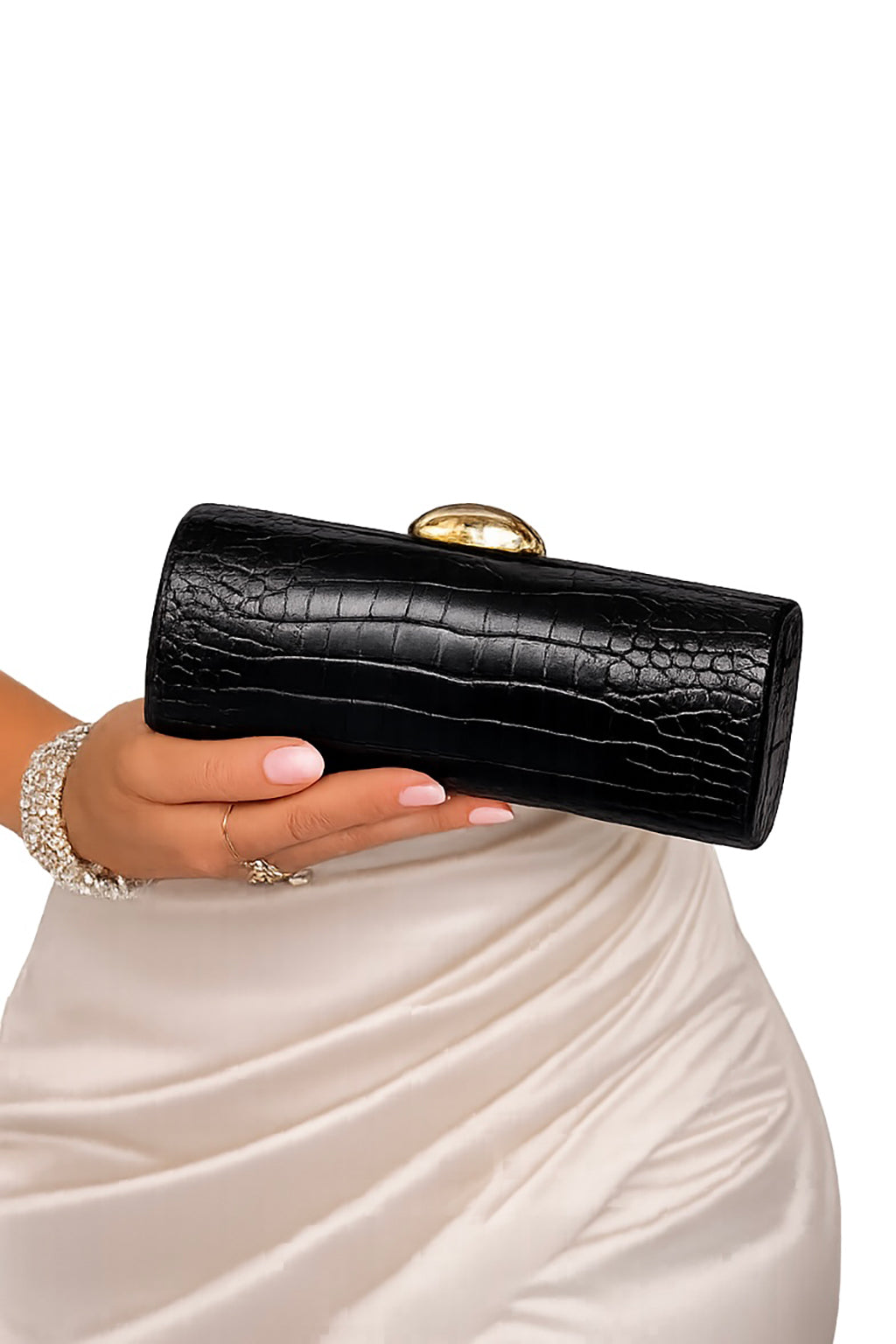 Croc Embossed Clutch - Black | RIDGEWOOD, NJ | MOONFLOWER BOUTIQUE