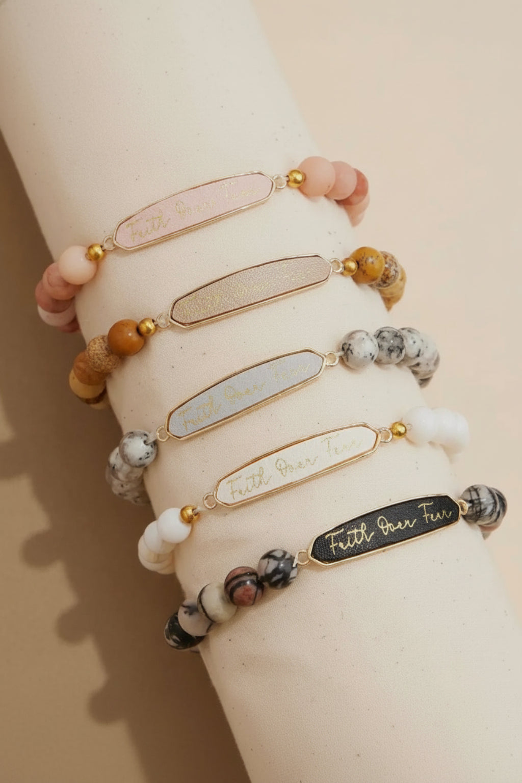 Faith Over Fear Natural Stone Bracelet | RIDGEWOOD, NJ | MOONFLOWER BOUTIQUE
