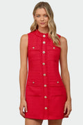 Front Patch Pocket Sleeveless Tweed Dress | RIDGEWOOD, NJ | MOONFLOWER BOUTIQUE