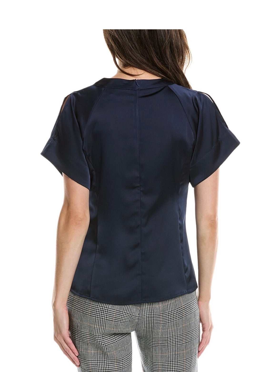 NAVY SILK TOP