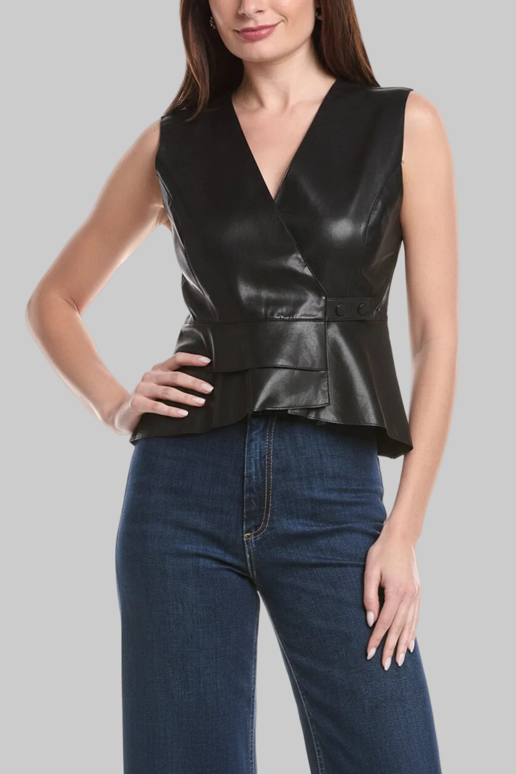 FAUX LEATHER  PEPLUM VEST