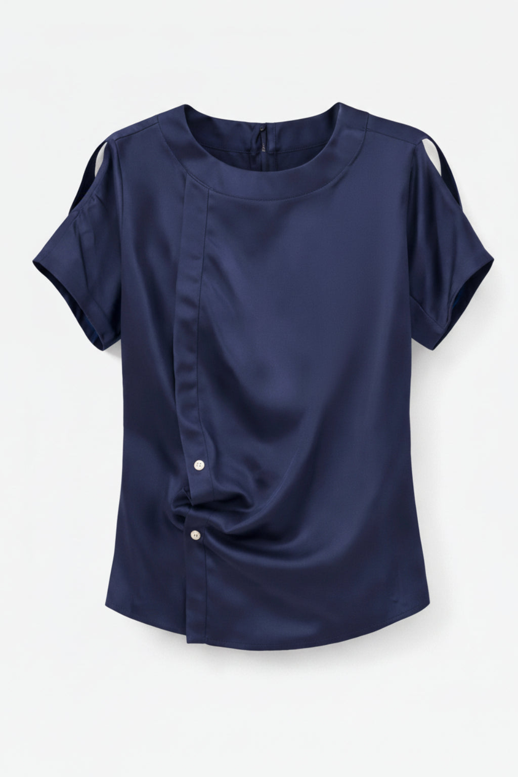 Navy Silk Top | RIDGEWOOD, NJ | MOONFLOWER BOUTIQUE