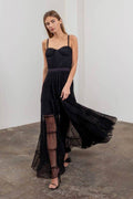 Pleated Tulle Semi-Sheer Tiered Dress | RIDGEWOOD, NJ | MOONFLOWER BOUTIQUE