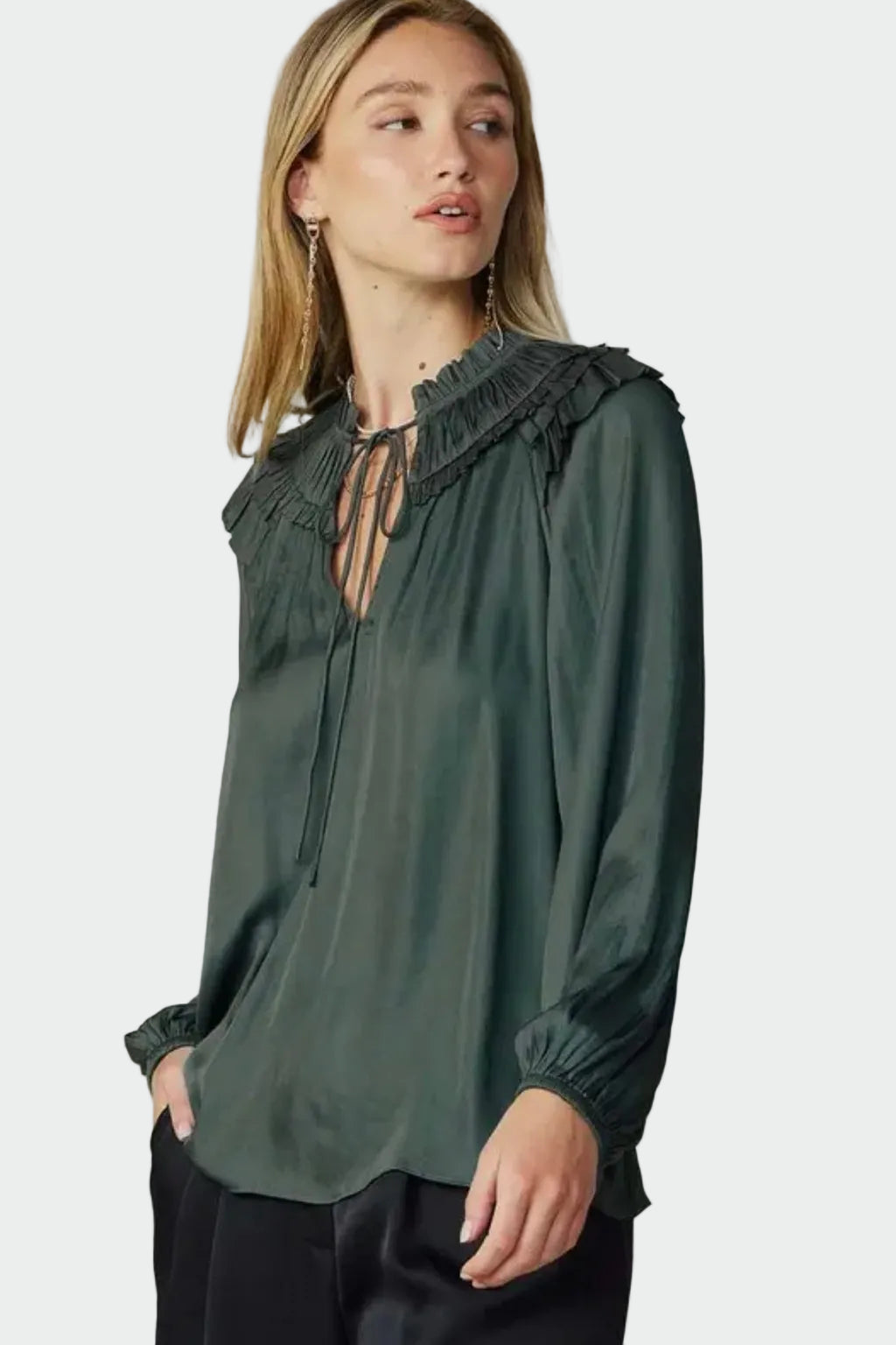 Shoulder Ruffled Detail Blouse | RIDGEWOOD, NJ | MOONFLOWER BOUTIQUE