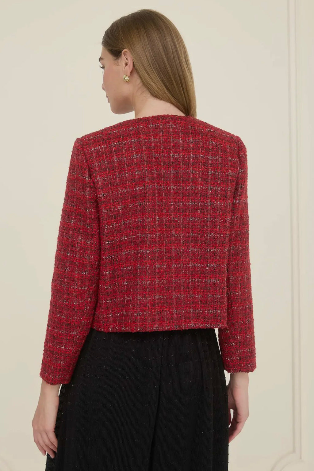 Velvet Bow Trimmed Tweed Jacket | RIDGEWOOD, NJ | MOONFLOWER BOUTIQUE