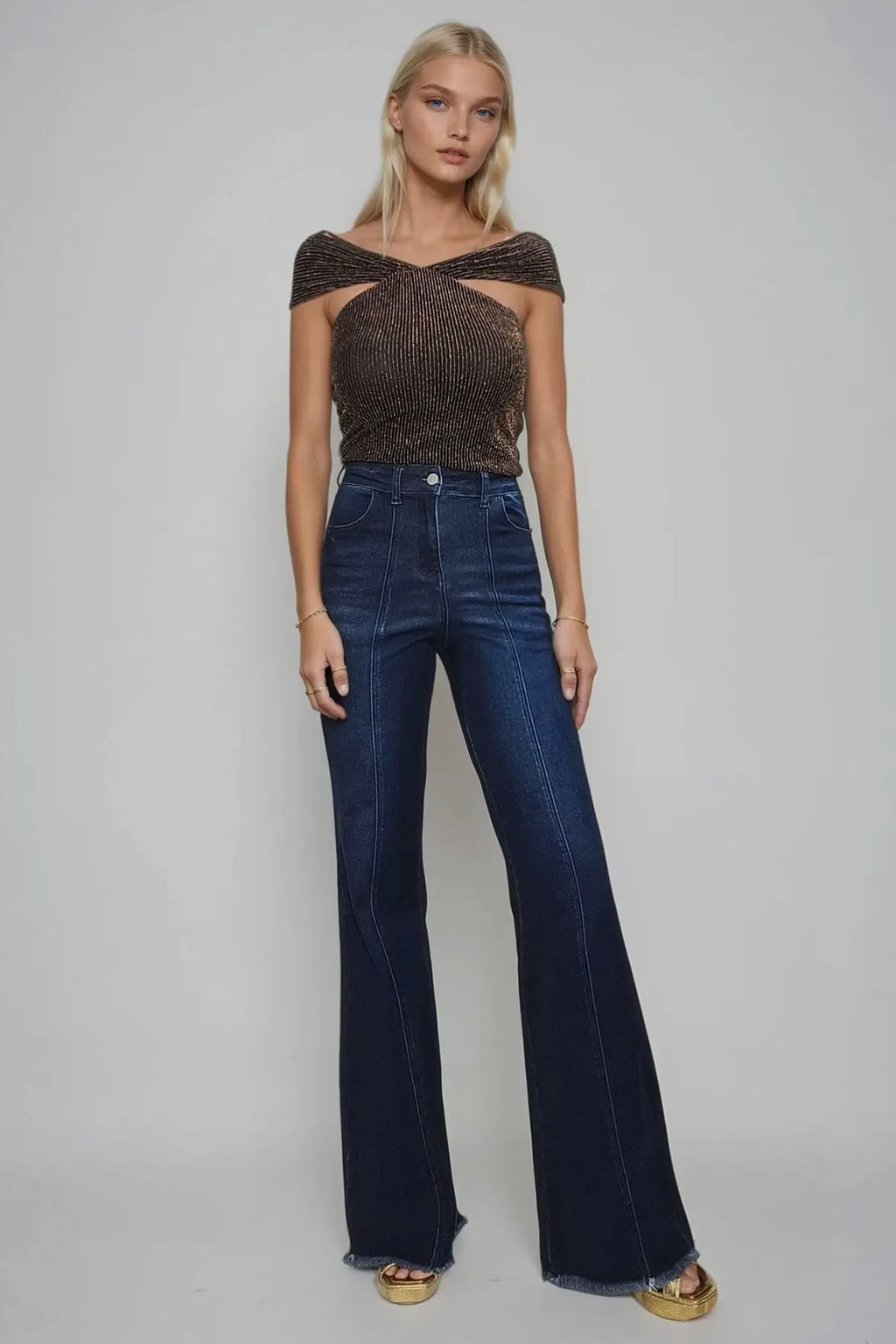 Wide Leg Palazzo Jeans | RIDGEWOOD, NJ | MOONFLOWER BOUTIQUE