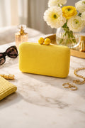 Yellow Woven Clutch | RIDGEWOOD, NJ | MOONFLOWER BOUTIQUE